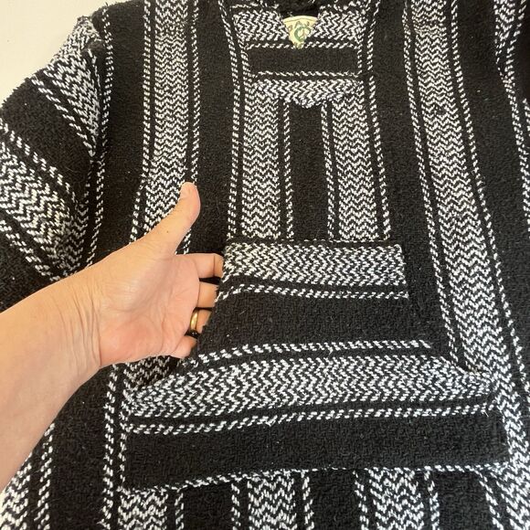 BAJA JOE Pullover Hoodie‎ Size Lg Mexican Rasta Boho Drug Rug Indian Blanket - Picture 7 of 9